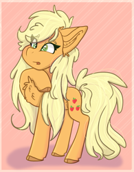 Size: 987x1267 | Tagged: safe, artist:tizhonolulu, derpibooru import, applejack, earth pony, pony, loose hair, solo