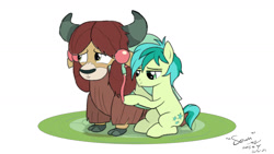 Size: 1600x900 | Tagged: safe, artist:johnerose126, derpibooru import, part of a set, sandbar, yona, pony, yak, female, male, shipping, straight, yonabar