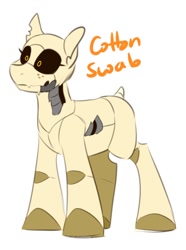 Size: 800x1074 | Tagged: safe, artist:redxbacon, derpibooru import, oc, oc:cotton swab, pony, robot, robot pony, fallout, solo, synth