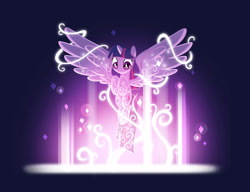 Size: 2916x2244 | Tagged: safe, artist:angela an, derpibooru import, twilight sparkle, twilight sparkle (alicorn), alicorn, pony, my little pony: the movie, concept art, female, indigo background, magic, mare, solo