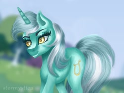 Size: 1288x962 | Tagged: safe, artist:stormystica, derpibooru import, lyra heartstrings, earth pony, pegasus, pony, digital art, digital painting, medibang paint, my little pony, ponyville