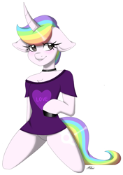 Size: 1719x2435 | Tagged: safe, artist:melodytheartpony, derpibooru import, edit, oc, unicorn, clothes, commission, cute, feral, male, rainbow, smiling, ych result, your character here