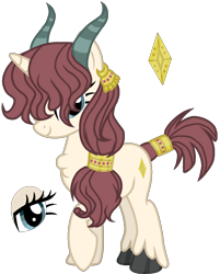 Size: 997x1239 | Tagged: safe, artist:dayspringsentryyt, derpibooru import, oc, hybrid, original species, female, offspring, parent:prince rutherford, parent:rarity, simple background, solo, transparent background, yakony