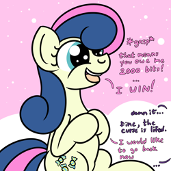 Size: 2000x2000 | Tagged: safe, artist:dafiltafish, derpibooru import, part of a set, bon bon, sweetie drops, earth pony, pony, comic:day by day, dialogue, offscreen character, text