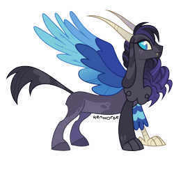 Size: 2000x2000 | Tagged: safe, artist:renhorse, derpibooru import, oc, draconequus, interspecies offspring, offspring, parent:coloratura, parent:discord, simple background, solo, transparent background