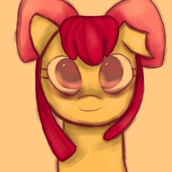 Size: 1024x1024 | Tagged: safe, artist:melodiclolita, derpibooru import, apple bloom, earth pony, bust, female, filly, looking at you, portrait, solo