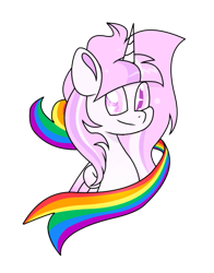 Size: 417x533 | Tagged: safe, artist:goldlines005, derpibooru import, oc, oc only, alicorn, pony, alicorn oc, bust, commission, gay pride flag, horn, pride, pride flag, simple background, smiling, solo, starry eyes, transparent background, wingding eyes, wings, ych result