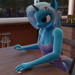 Size: 1350x1350 | Tagged: safe, artist:stellarator, derpibooru import, trixie, oc, anthro, unguligrade anthro, comic:we will be adored, comic:we will be adored part 18, 3d, angry, blender, comic, cycles, not sfm