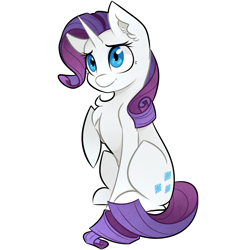 Size: 2727x2727 | Tagged: safe, artist:pointdelta, derpibooru import, part of a set, rarity, pony, unicorn, chest fluff, ear fluff, ears, female, mare, simple background, sitting, smiling, solo, white background