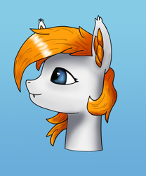 Size: 1243x1496 | Tagged: safe, artist:trotski432, derpibooru import, oc, oc:winter dawn, bat pony, pony, bust, disembodied head, female, mare, portrait, simple background, smiling