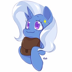 Size: 1036x1035 | Tagged: safe, artist:haichiroo, derpibooru import, trixie, pony, unicorn, bag, cute, diatrixes, eyelashes, female, horn, mare, saddle bag, solo