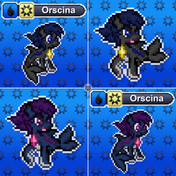 Size: 1280x1280 | Tagged: safe, artist:tony yotes, artist:yotes games, derpibooru import, oc, oc:orscina, dolphin, merpony, orca, orca pony, original species, pony, seapony (g4), whale, battle gem ponies, pixel art, pokémon, ponymon, solo