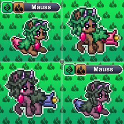 Size: 1280x1280 | Tagged: safe, artist:tony yotes, artist:yotes games, derpibooru import, maud pie, oc, oc:mauss, earth pony, pony, battle gem ponies, deadpan, ivysaur, pixel art, pokémon, ponymon, solo