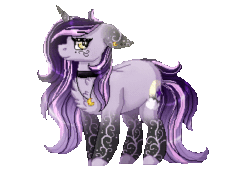 Size: 350x250 | Tagged: safe, artist:inspiredpixels, derpibooru import, oc, oc only, pony, unicorn, animated, blinking, choker, ears, female, floppy ears, gif, jewelry, mare, pendant, simple background, solo, standing, transparent background