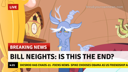 Size: 1280x720 | Tagged: safe, derpibooru import, edit, edited screencap, screencap, discord, breaking news, coronavirus, implied obama, implied spike, misspelling