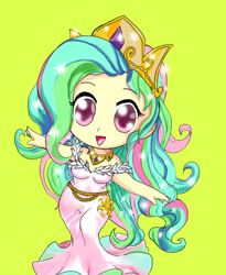 Size: 655x800 | Tagged: safe, artist:a.s.e, derpibooru import, princess celestia, human, clothes, crown, dress, female, humanized, jewelry, regalia, solo, tiara