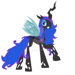 Size: 1280x1280 | Tagged: safe, artist:basinator, derpibooru import, oc, oc:blue visions, changeling, blue changeling, female, mare, requested art, simple background, solo, vector