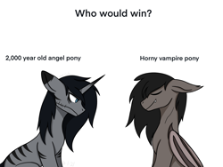 Size: 2048x1536 | Tagged: safe, artist:revenge.cats, derpibooru import, bat pony, pony, undead, unicorn, vampire, vampony, andy biersack, black veil brides, ear fluff, ears, emo, falling in reverse, fangs, meme, ronnie radke, simple background