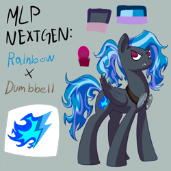 Size: 1000x1000 | Tagged: safe, artist:patty-plmh, derpibooru import, oc, pegasus, pony, goggles, offspring, parent:dumbbell, parent:rainbow dash, parents:dumbdash, pegasus oc, reference sheet, simple background, story included, transparent background