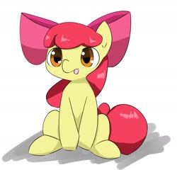 Size: 1788x1717 | Tagged: safe, artist:up_p_ab, derpibooru import, apple bloom, earth pony, pony, adorabloom, apple bloom's bow, bow, cute, female, filly, hair bow, sitting, solo