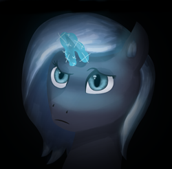 Size: 854x839 | Tagged: safe, artist:trotski432, derpibooru import, oc, unicorn, blue, bust, curious, dark, female, magic, mare, portrait