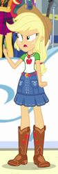 Size: 291x871 | Tagged: safe, derpibooru import, screencap, applejack, sunset shimmer, better together, equestria girls, rollercoaster of friendship, cropped