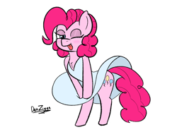 Size: 4098x3072 | Tagged: safe, artist:datzigga, derpibooru import, pinkie pie, earth pony, pony, semi-anthro, ;p, alternate hairstyle, bipedal, blushing, clothes, dress, dress lift, looking at you, marilyn monroe, one eye closed, solo, the seven year itch, tongue, tongue out, wink, winking at you