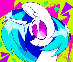 Size: 1200x1024 | Tagged: safe, artist:wutanimations, derpibooru import, dj pon-3, vinyl scratch, pony, unicorn, glasses, horn, smiling, solo