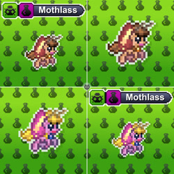 Size: 1280x1280 | Tagged: safe, artist:tony yotes, artist:yotes games, derpibooru import, oc, oc:mothlass, butterfly, hybrid, moth, mothpony, original species, pony, battle gem ponies, bugpony, butterfly pony, pixel art, pokémon, ponymon, solo