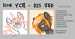 Size: 4704x2453 | Tagged: safe, artist:xstarsc0utx, derpibooru import, oc, oc:sunny sundown, pony, advertisement, any species, commission, commission info, icon, looking at you, paypal, solo, ych example, your character here