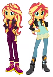 Size: 1347x1948 | Tagged: safe, derpibooru import, sunset shimmer, better together, equestria girls, festival filters, my past is not today, boots, clothes, geode of empathy, jacket, leather jacket, looking at you, magical geodes, music festival outfit, shoes