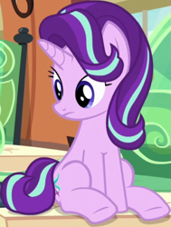 Size: 523x690 | Tagged: safe, derpibooru import, screencap, starlight glimmer, pony, unicorn, season 6, the times they are a changeling, cropped, female, mare, sitting, solo, train