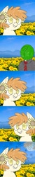 Size: 1000x4994 | Tagged: safe, anonymous artist, ponerpics import, oc, oc only, oc:anon, oc:thursday, earth pony, human, pony, /mlp/, drawthread, duo, flower, flower in hair, sunflower, transformation, weekday ponies