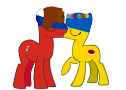 Size: 1024x731 | Tagged: safe, artist:hungarian0mapper, derpibooru import, oc, pony, kissing, nation ponies, ponified, russia, ukraine