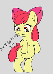 Size: 2048x2897 | Tagged: safe, artist:teenageapplebloom, derpibooru import, apple bloom, earth pony, pony, apple bloom's bow, bipedal, bow, female, filly, hair bow, pregbloom, pregnant, solo, teenage apple bloom, teenager, text