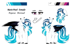 Size: 4902x3133 | Tagged: safe, artist:inspiredpixels, derpibooru import, oc, oc only, oc:marie pixel, pegasus, pony, chest fluff, colored hooves, female, heterochromia, leg fluff, mare, reference sheet, smiling, spread wings, two toned wings, wings
