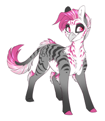 Size: 1260x1452 | Tagged: safe, artist:madspacekitty, derpibooru import, oc, oc only, oc:cherry feather, zebra, beak, female, leonine tail, race swap, simple background, solo, tail fluff, transparent background