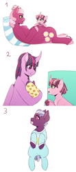 Size: 1920x4340 | Tagged: safe, artist:hahyh, derpibooru import, cheerilee, twilight sparkle, twilight sparkle (alicorn), oc, oc:blooming wonder, oc:nebula shine, alicorn, earth pony, pony, unicorn, baby, baby pony, cheerilight, female, holding a pony, lesbian, magical lesbian spawn, male, mare, mother and child, mother and son, offspring, onsie, parent and child, parent:cheerilee, parent:twilight sparkle, pregnant, shipping, simple background, white background