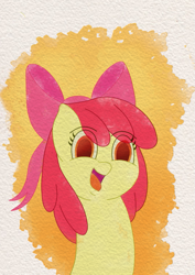 Size: 509x720 | Tagged: safe, artist:dudatg, derpibooru import, apple bloom, earth pony, bust, female, filly, portrait, solo, tongue, tongue out