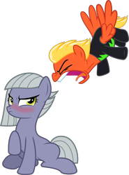 Size: 4186x5649 | Tagged: safe, artist:hendro107, artist:jhayarr23, derpibooru import, edit, limestone pie, short fuse, pony, the maud couple, the washouts (episode), absurd resolution, blushing, female, limefuse, limetsun pie, male, mare, shipping, simple background, straight, transparent background, tsundere, vector, yelling