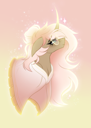 Size: 1362x1928 | Tagged: safe, artist:inspiredpixels, derpibooru import, oc, oc:blossom, pony, unicorn, bust, curved horn, female, glasses, horn, mare, portrait, solo