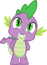 Size: 3000x4092 | Tagged: safe, artist:cloudyglow, derpibooru import, spike, dragon, spike at your service, grin, male, nervous, nervous grin, simple background, smiling, solo, transparent background, vector