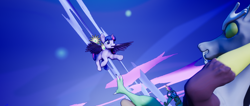 Size: 970x412 | Tagged: safe, artist:sin75, derpibooru import, discord, twilight sparkle, twilight sparkle (alicorn), alicorn, draconequus, pony, sky, unreal engine, wallpaper, youtube link