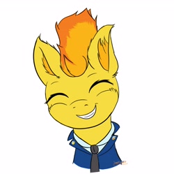 Size: 3791x3776 | Tagged: safe, artist:simplesample, derpibooru import, spitfire, pegasus, pony, clothes, cute, cutefire, looking at you, necktie, simple background, smiling, smiling at you, solo, uniform, white background