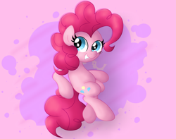 Size: 4729x3718 | Tagged: safe, artist:background basset, derpibooru import, pinkie pie, earth pony, pony, abstract background, floating, happy, solo