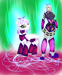 Size: 1400x1700 | Tagged: safe, artist:foxgearstudios, derpibooru import, oc, oc only, human, pegasus, pony, abstract background, armor, duo, female, humanized, mare, pegasus oc