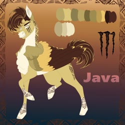 Size: 2000x2000 | Tagged: safe, artist:inisealga, derpibooru import, oc, oc:java rose, pegasus, coat markings, energy drink, pegasus oc, shaved mane, wing claws