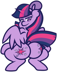 Size: 3552x4452 | Tagged: safe, artist:threetwotwo32232, derpibooru import, twilight sparkle, twilight sparkle (alicorn), alicorn, pony, both cutie marks, butt, dock, dummy thicc, female, looking back, mare, meme, solo, thicc omni man, twibutt, twilight has a big ass