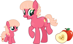 Size: 2590x1562 | Tagged: safe, artist:littlejurnalina, derpibooru import, oc, oc only, earth pony, pony, canon x oc, cutie mark, earth pony oc, female, filly, freckles, mare, offspring, parent:big macintosh, parent:unnamed oc, simple background, solo, transparent background