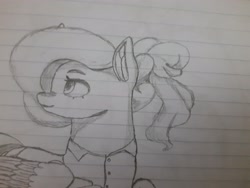 Size: 4000x3000 | Tagged: safe, artist:mrscroup, artist:mustaphatr, derpibooru import, fluttershy, pegasus, pony, equestria at war mod, clothes, lined paper, solo, traditional art